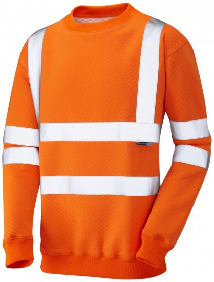 Leo Winkleigh Crew Neck Sweatshirt Hi-Vis Orange - Werkkleding - Werkkleding Grote Maten Heren