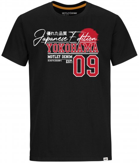 Motley Denim Sterling T-shirt Red on Black - T-shirts - Grote Maten T-shirts Heren