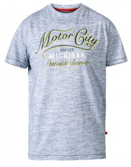 D555 Stirling Motor City Crew Neck T-Shirt Blue Reno - T-shirts - Grote Maten T-shirts Heren
