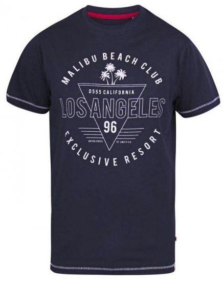 D555 Stoke Los Angeles Beach Printed T-Shirt Navy - T-shirts - Grote Maten T-shirts Heren
