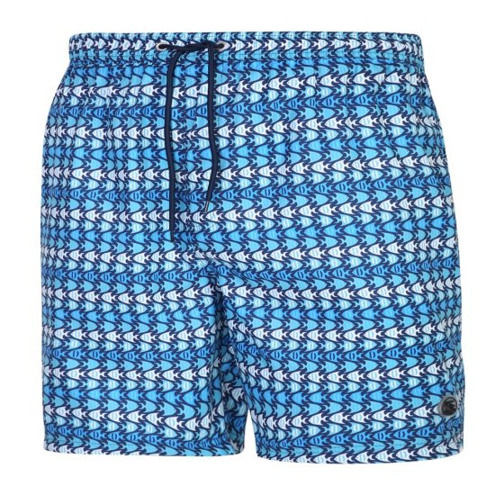 Espionage SW086 Zwemshort met Vissenprint Blauw - Badkleding - Grote Maten Zwembroeken Heren