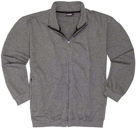 Adamo Athen Sweat Jacket with Full Zipper Grey - Sweaters & hoodies - Sweaters & Hoodies Grote Maten Heren