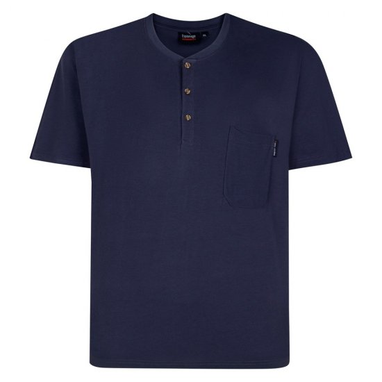 Espionage T447 Grandad Tee Zwart - T-shirts - Grote Maten T-shirts Heren