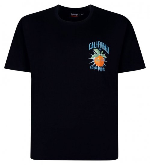 Espionage T449 California Oranges Bedrukt T-shirt navyblauw - T-shirts - Grote Maten T-shirts Heren