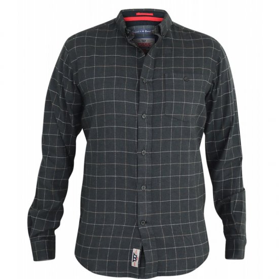 D555 Taylor Long Sleeve Shirt Charcoal - Overhemden - Overhemden Grote Maten Heren