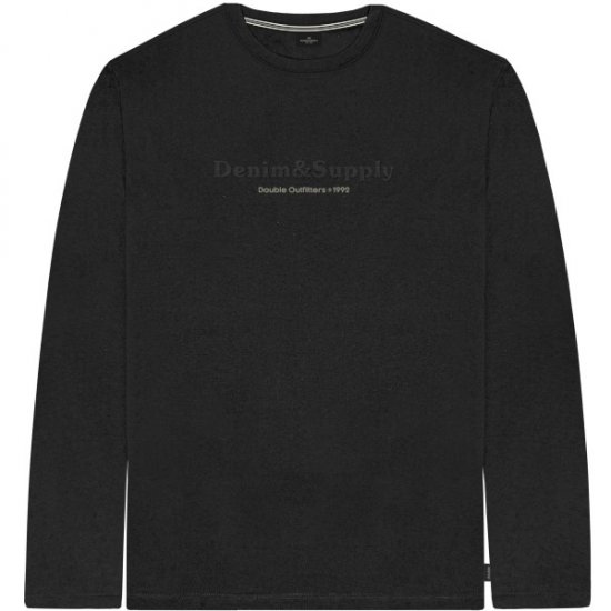 Double Outfitters TS-9173 Long Sleeve T-Shirt Embossed Black - T-shirts - Grote Maten T-shirts Heren