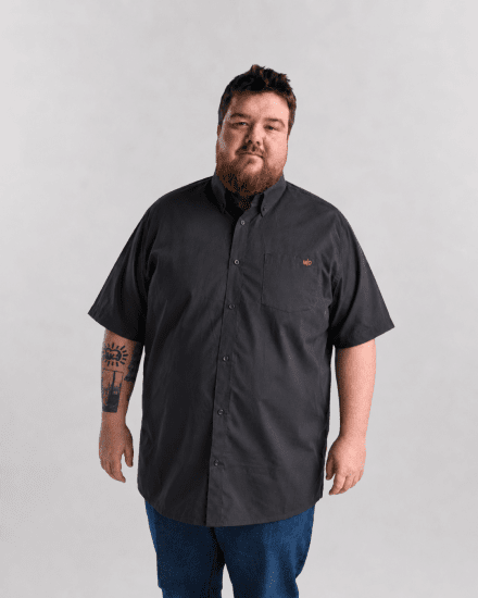 Motley Denim Zagreb Overhemd met korte mouw Antraciet - Overhemden - Overhemden Grote Maten Heren