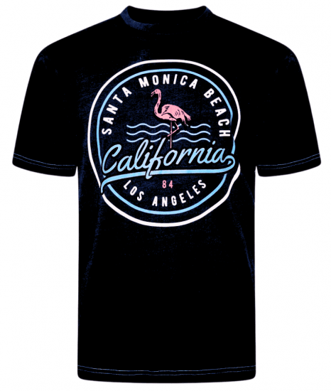 Kam Jeans 5707 Santa Monica Tee Black - T-shirts - Grote Maten T-shirts Heren