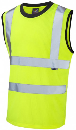 Leo Ashford Comfort Sleeveless T-shirt Hi-Vis Yellow - Werkkleding - Werkkleding Grote Maten Heren