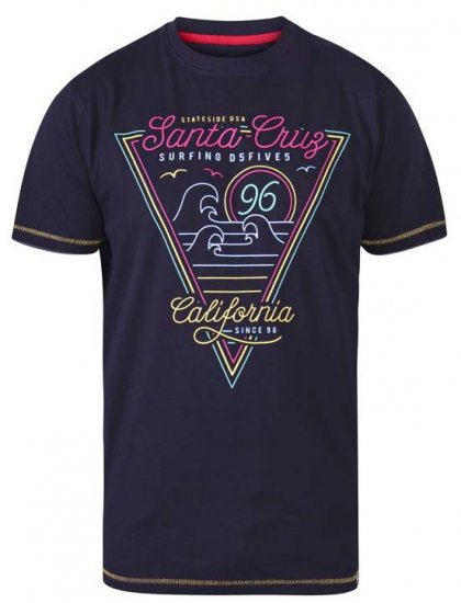 D555 Valley Santa Cruz Crew Neck Printed T-Shirt Black - T-shirts - Grote Maten T-shirts Heren
