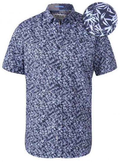 D555 Walpack Hawaiian Ao Print Short Sleeve Shirt Blue - Overhemden - Overhemden Grote Maten Heren