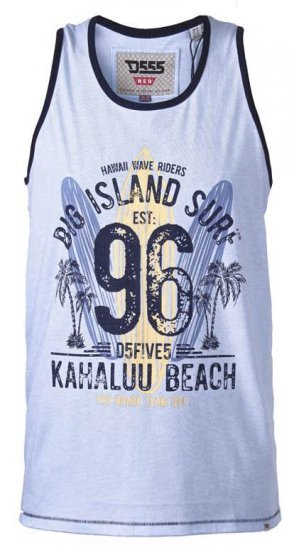 D555 Wirral Hawaii Surf Board Printed Vest Sky Blue - T-shirts - Grote Maten T-shirts Heren