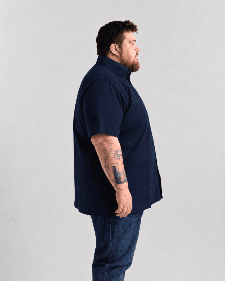 Motley Denim Zagreb Overhemd met korte mouw Marineblauw - Overhemden - Overhemden Grote Maten Heren