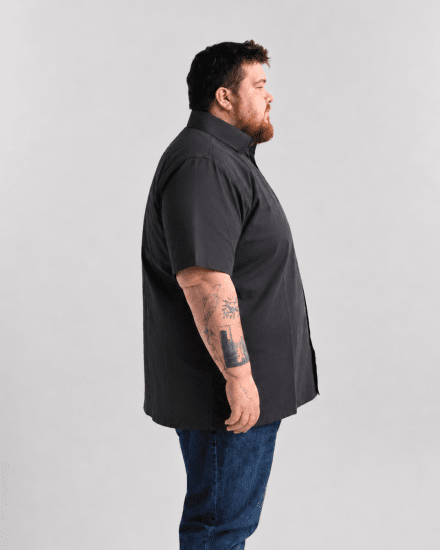 Motley Denim Zagreb Overhemd met korte mouw Antraciet - Overhemden - Overhemden Grote Maten Heren