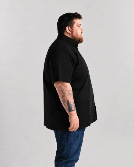 Motley Denim Zagreb Overhemd met korte mouw Zwart - Overhemden - Overhemden Grote Maten Heren